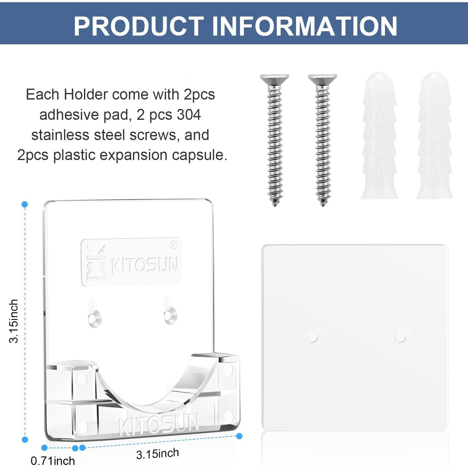 Soporte de Varilla de Cortina de Ducha Kitosun Adhesivo 8x8 cm