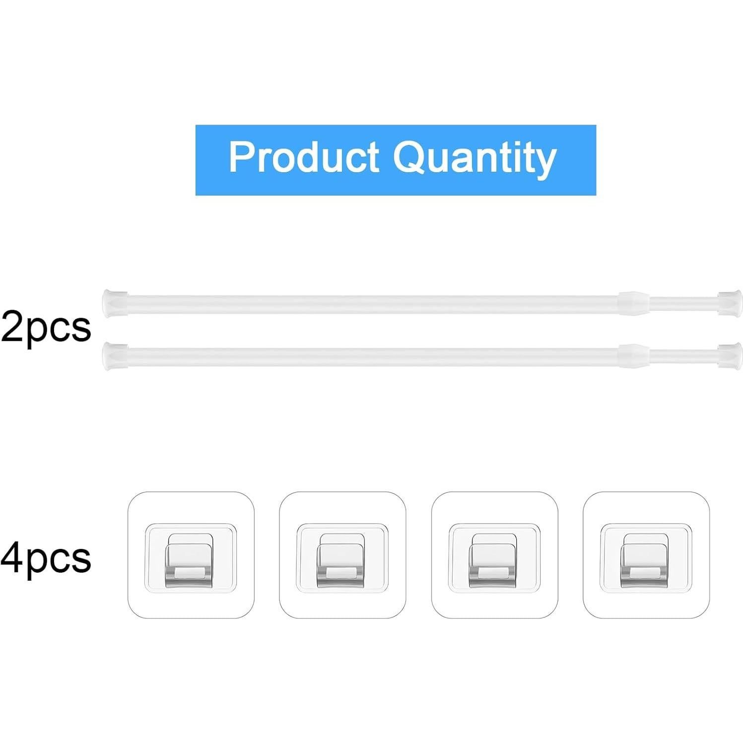 Barra de Cortina Ajustable Patelai 40-70 cm Blanca con Ganchos