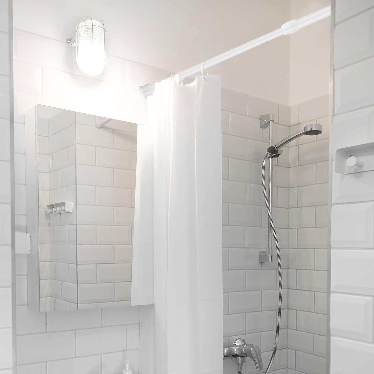 Barra de Cortina Ajustable Patelai 40-70 cm Blanca con Ganchos