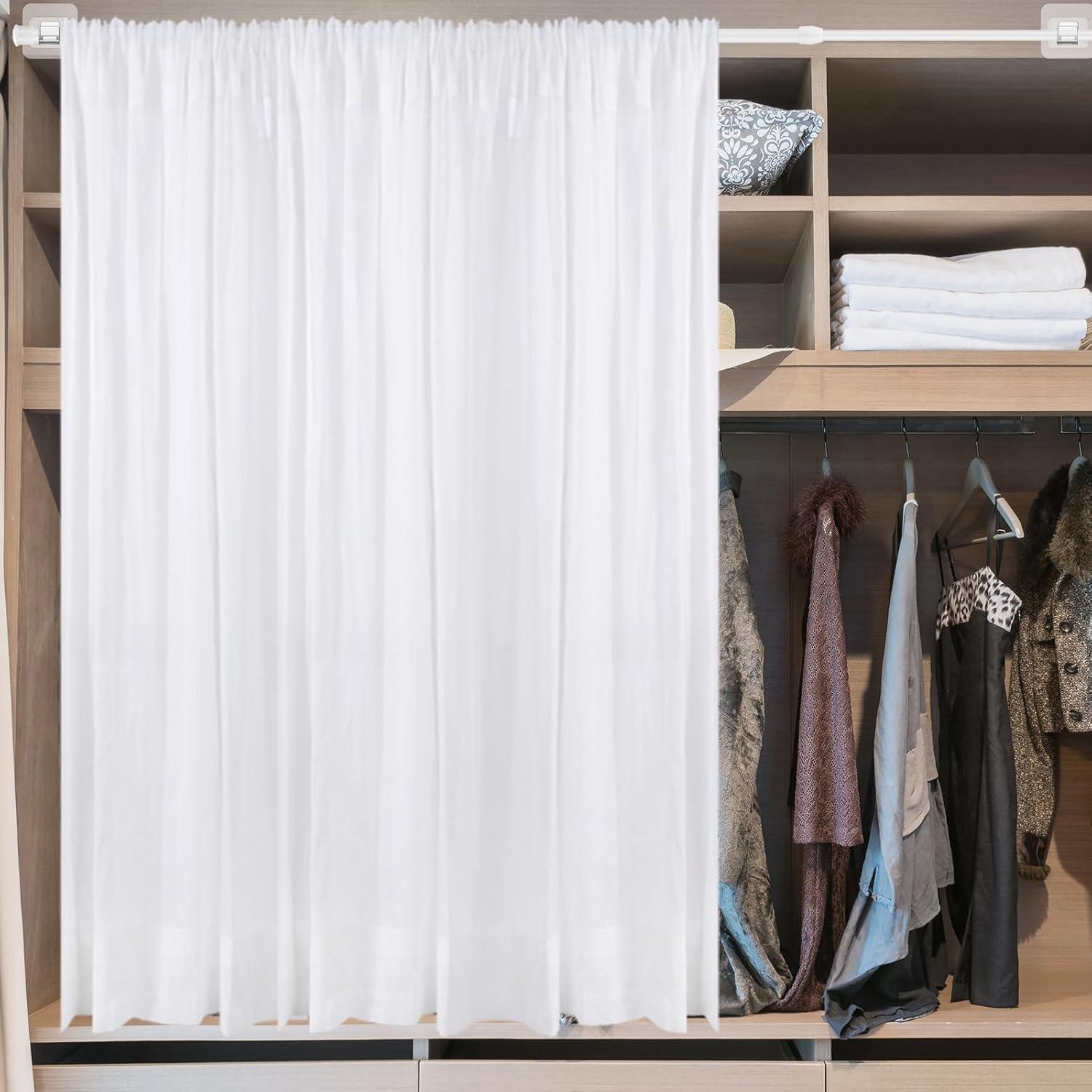 Barra de Cortina Ajustable Patelai 40-70 cm Blanca con Ganchos