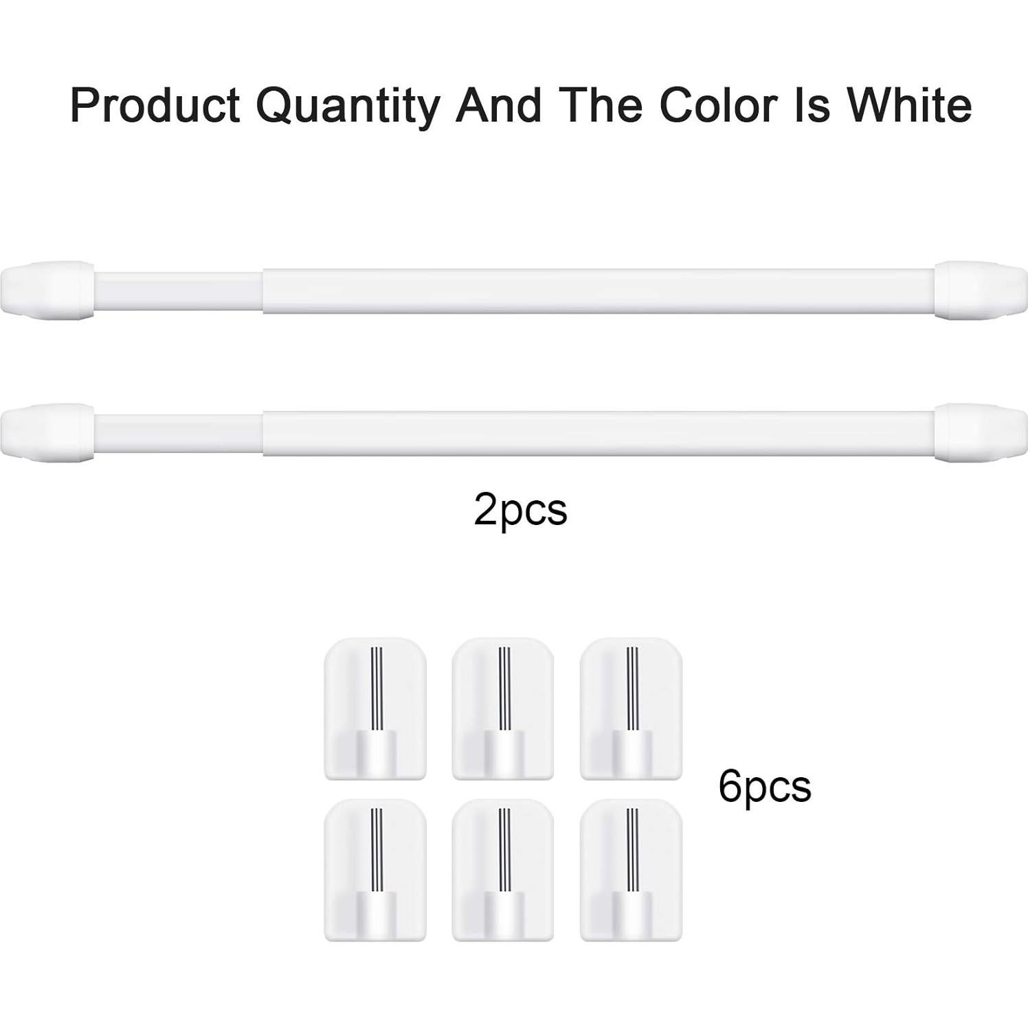 Varillas de Cortina Ajustables Jetec 2 Piezas 40-70 cm Blanco