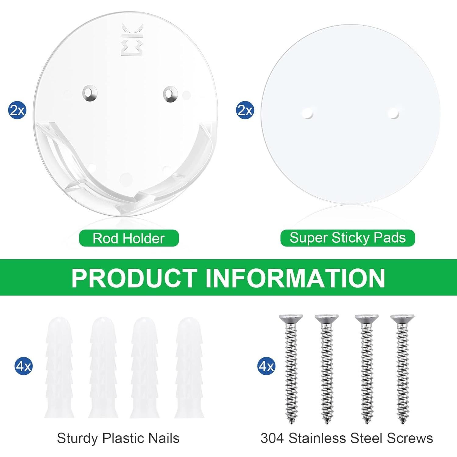 Soportes de Varilla de Cortina de Ducha Kitosun - 2 Piezas Transparentes