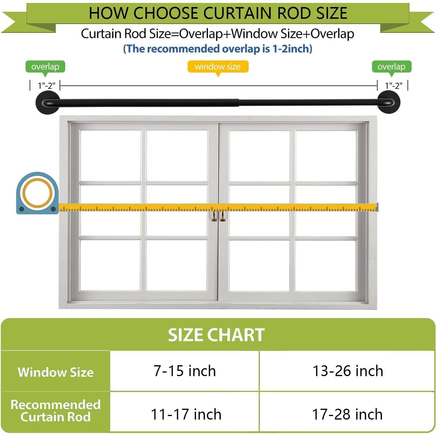 Varilla de Cortina Adhesiva KXLife 43-71 cm Juego de 2 Negro