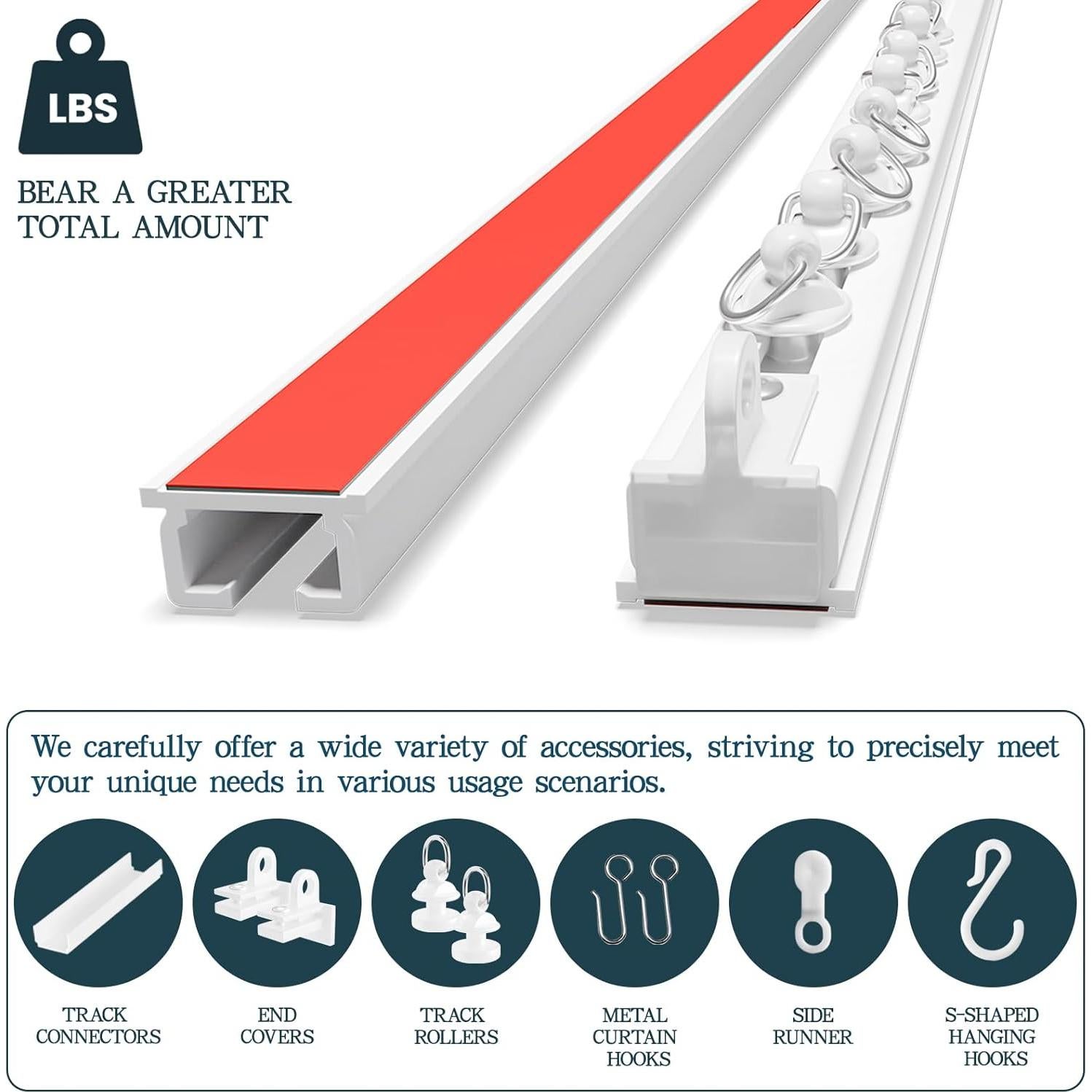 Carril de Cortina Adhesivo Gonnrly 3.32M Blanco Sin Perforar