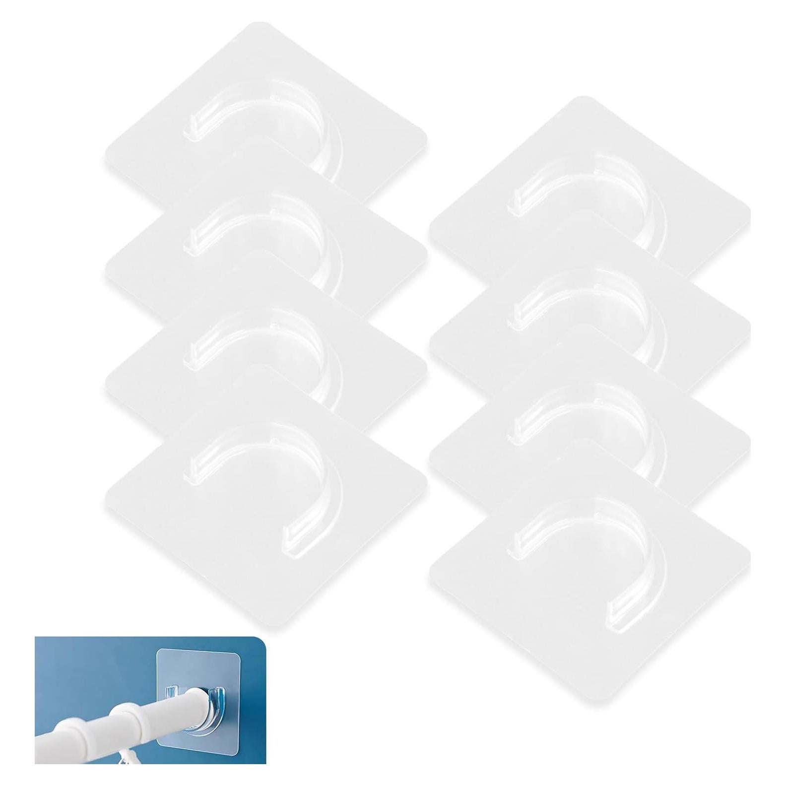 Paquete de 8 Soportes Adhesivos para Barra de Ducha PKRFCJ
