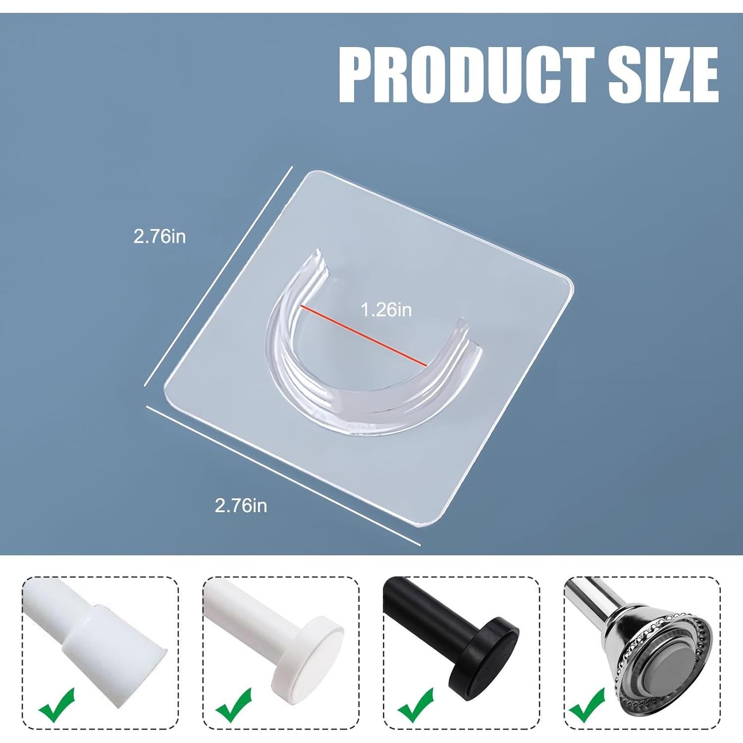 Paquete de 8 Soportes Adhesivos para Barra de Ducha PKRFCJ