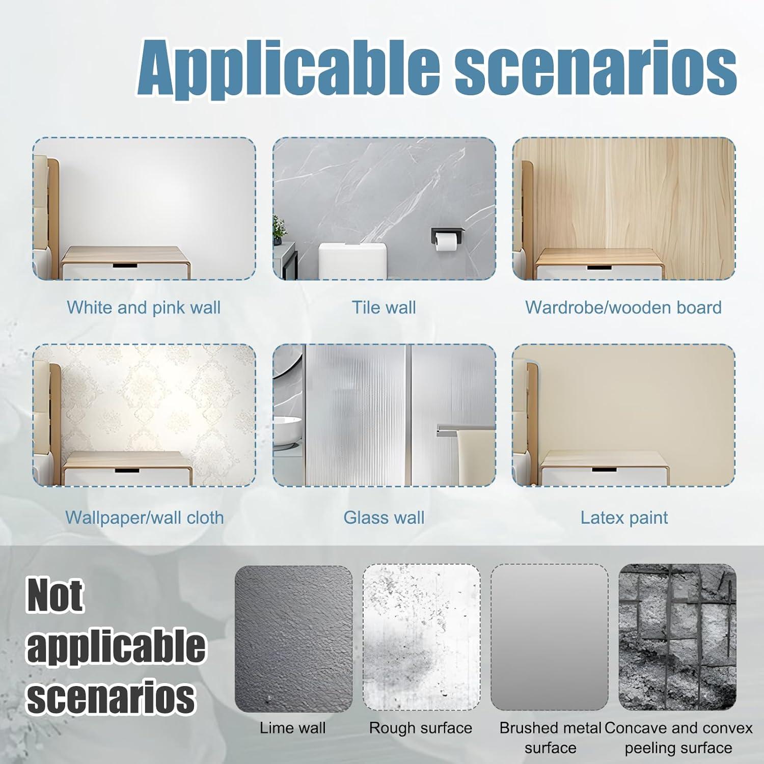 Paquete de 8 Soportes Adhesivos para Barra de Ducha PKRFCJ