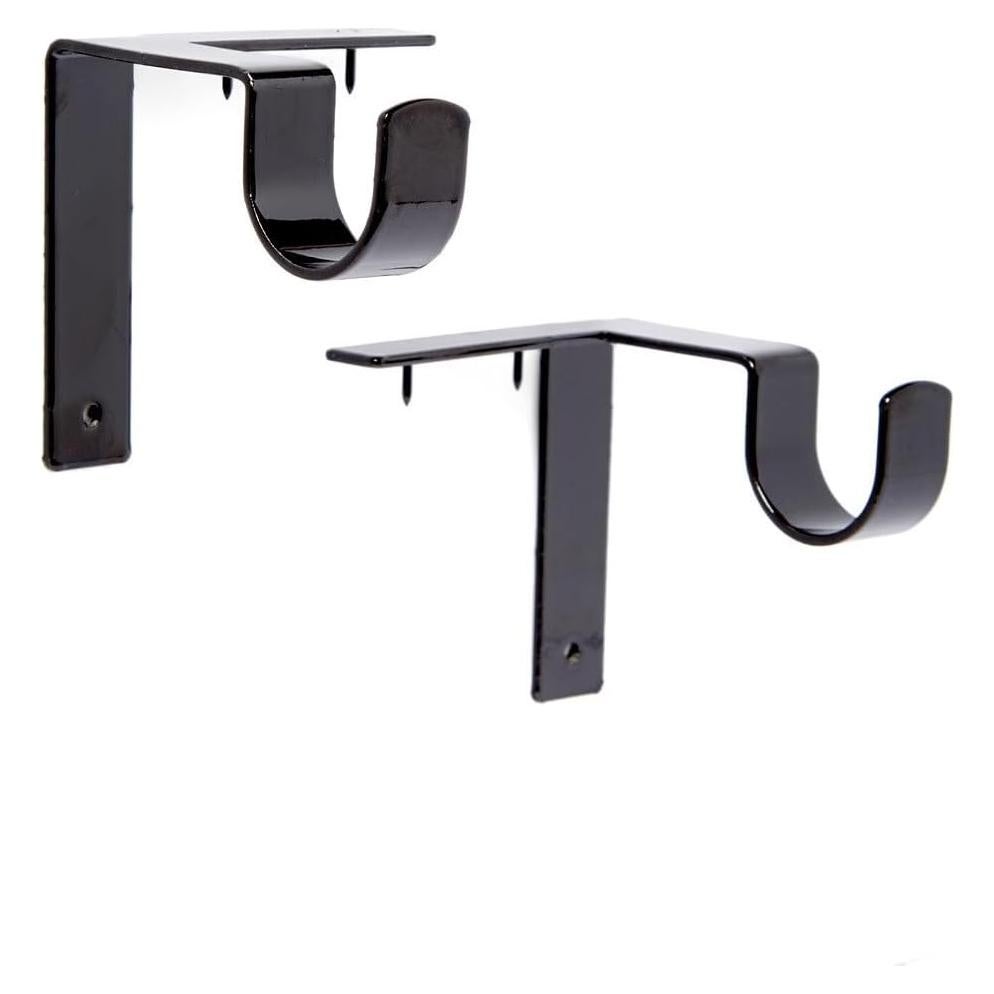 Soportes de Varilla de Cortina Kwik-Hang 1 Pulgada Negro - Sin Taladro