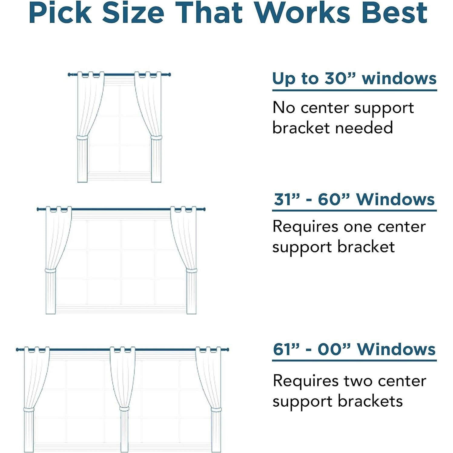 Soportes de Varilla de Cortina Kwik-Hang 1 Pulgada Negro - Sin Taladro