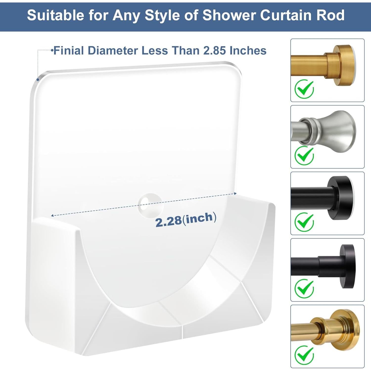 Soportes Adhesivos para Barra de Ducha YNL - 2 Pack Transparente
