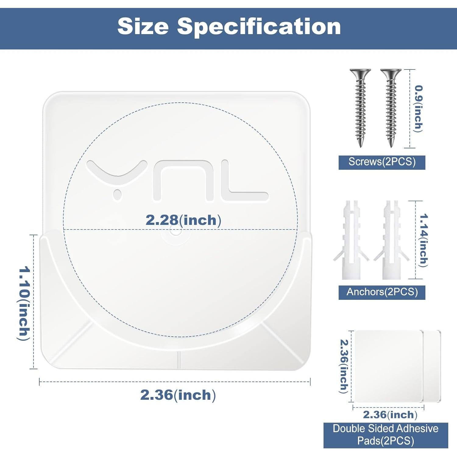 Soportes Adhesivos para Barra de Ducha YNL - 2 Pack Transparente