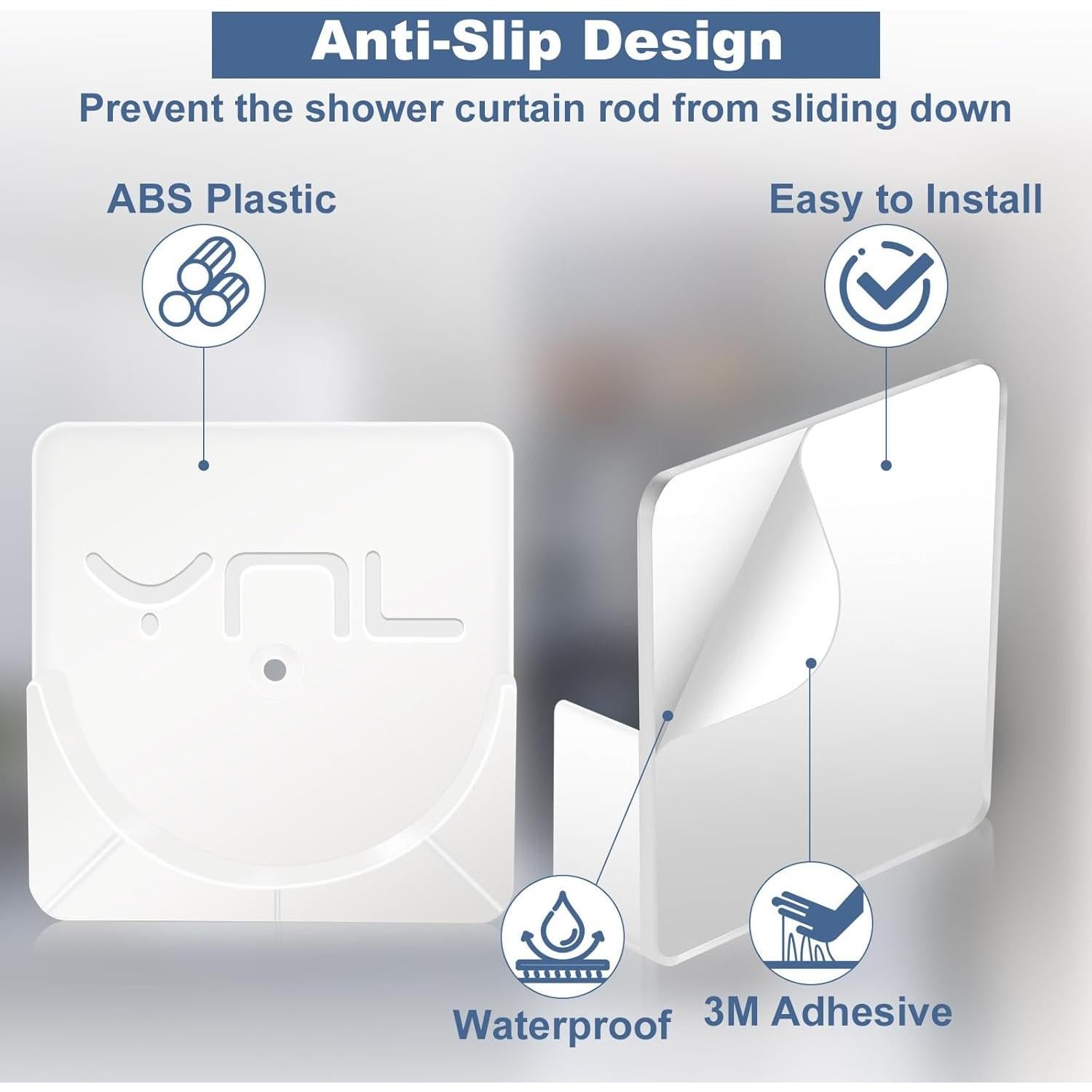 Soportes Adhesivos para Barra de Ducha YNL - 2 Pack Transparente