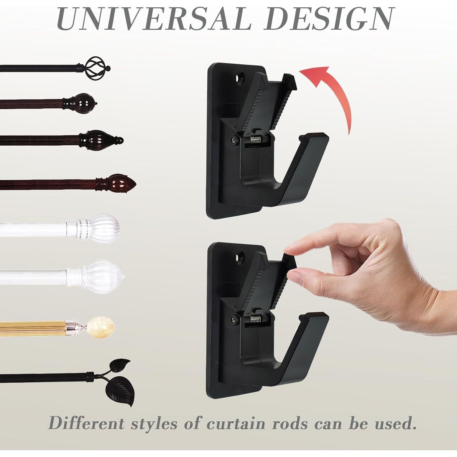 Soportes de Varilla de Cortina Adhesivos HhdvdyWgd 4 Pcs Negro