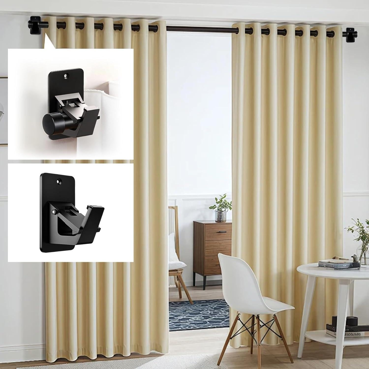 Soportes de Varilla de Cortina Adhesivos HhdvdyWgd 4 Pcs Negro