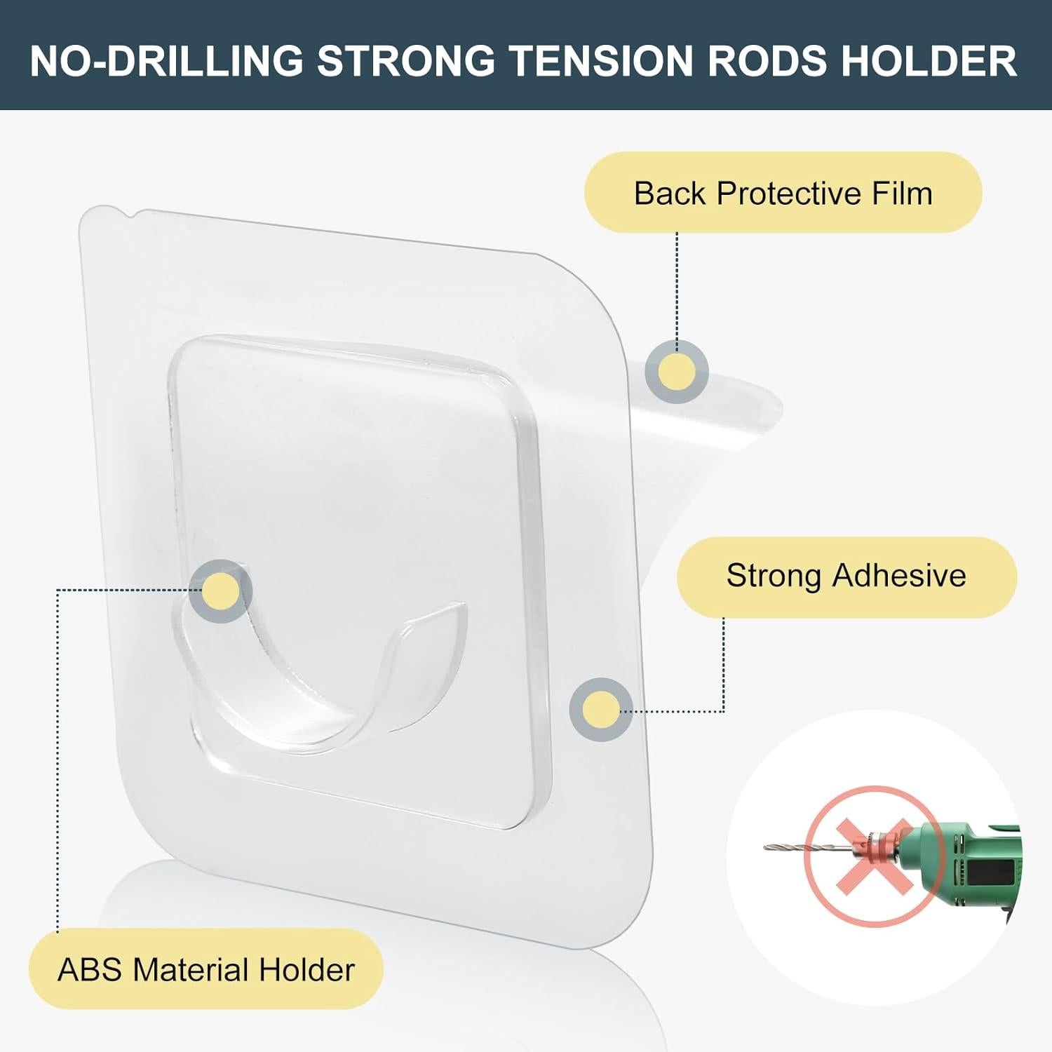 Soporte de Varilla de Cortina Adhesivo Goowin 6 Unidades 3kg