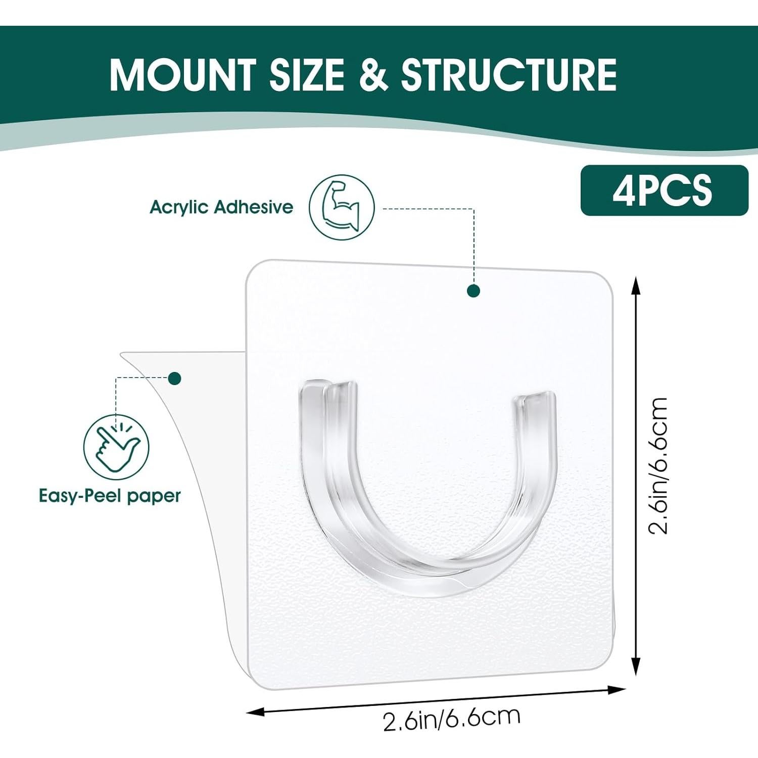 Soporte de Varilla de Cortina de Ducha Adhesivo Sibba 8 Pcs