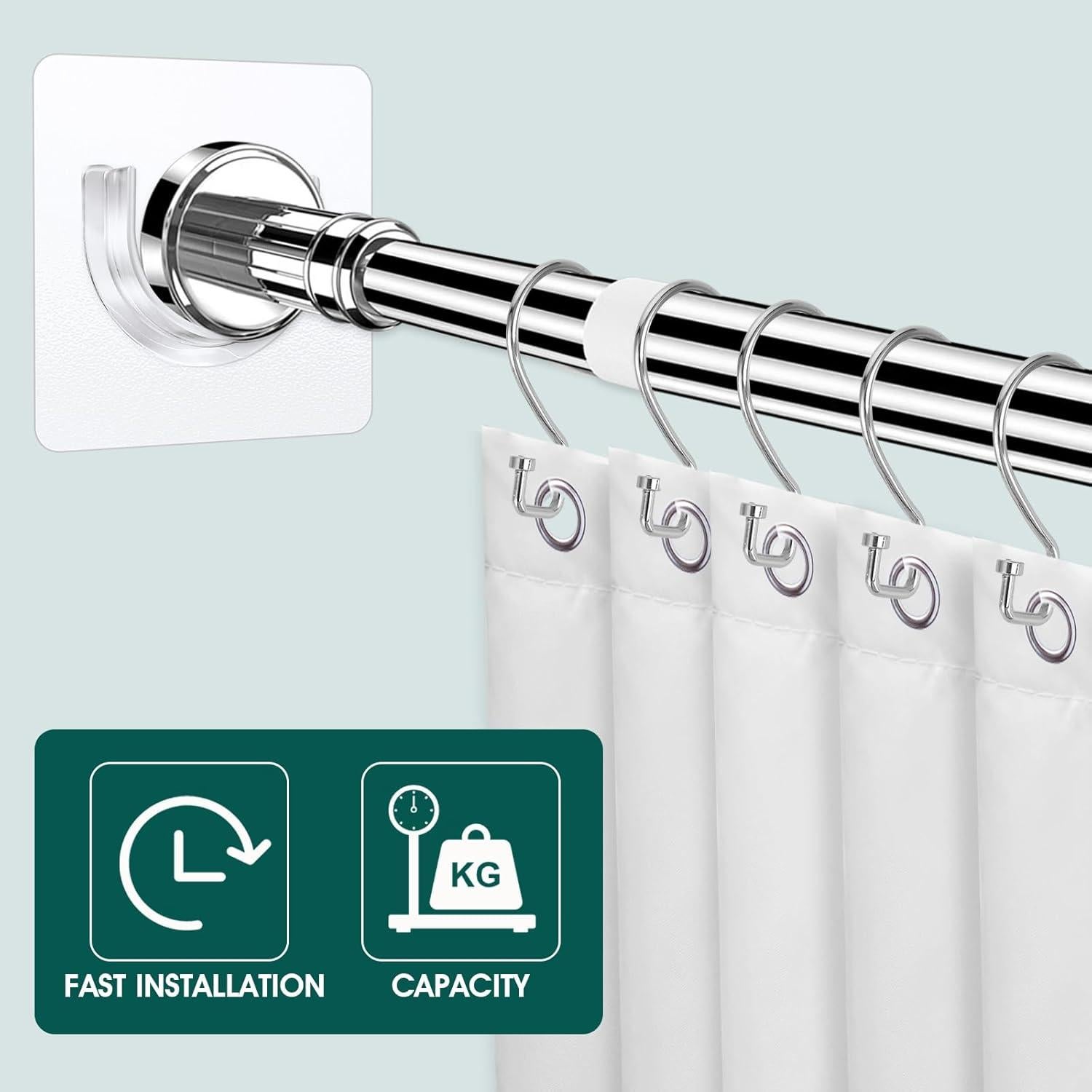 Soporte de Varilla de Cortina de Ducha Adhesivo Sibba 8 Pcs