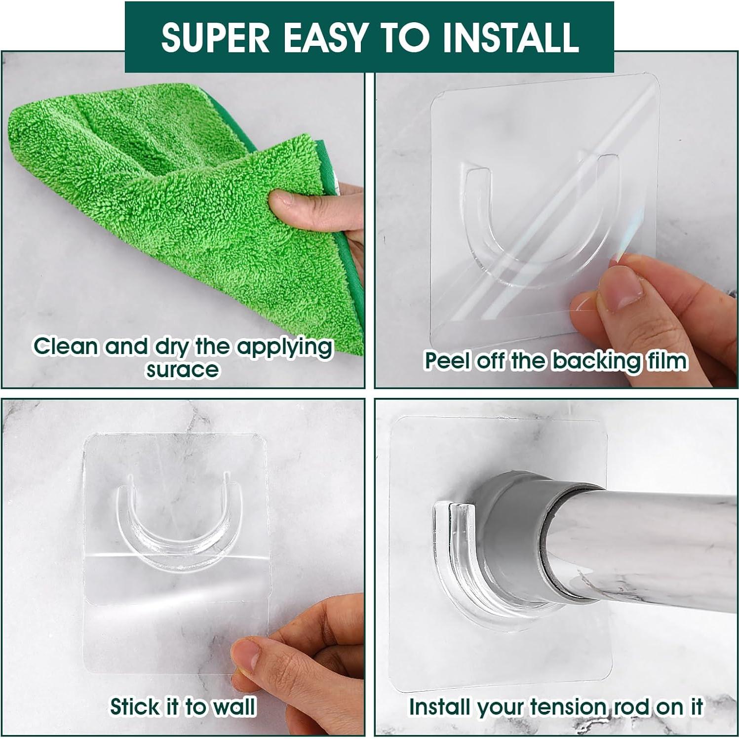 Soporte de Varilla de Cortina de Ducha Adhesivo Sibba 8 Pcs