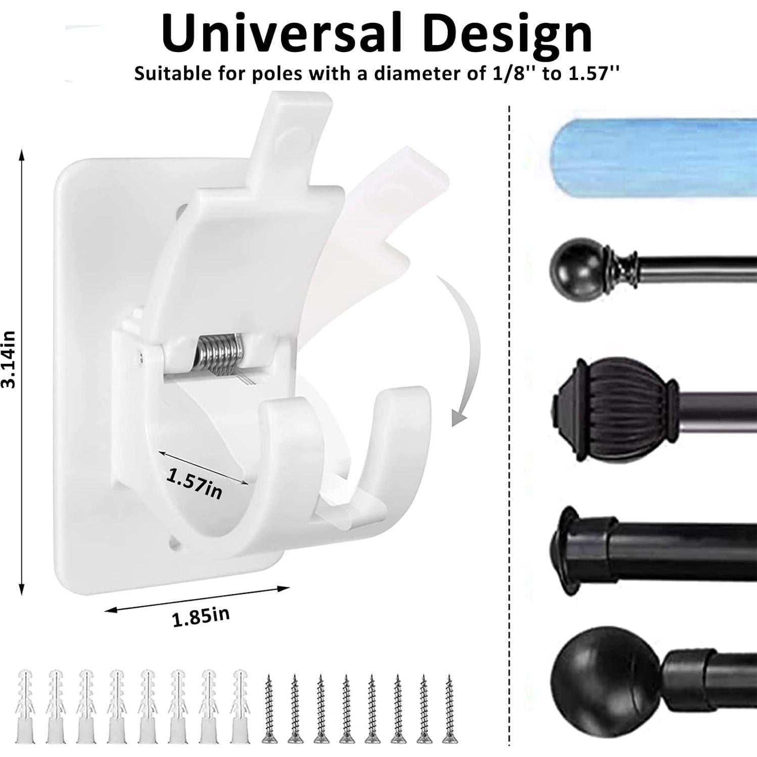 TOPROAD Soportes para Varillas de Cortina Autoadhesivos 6Pcs