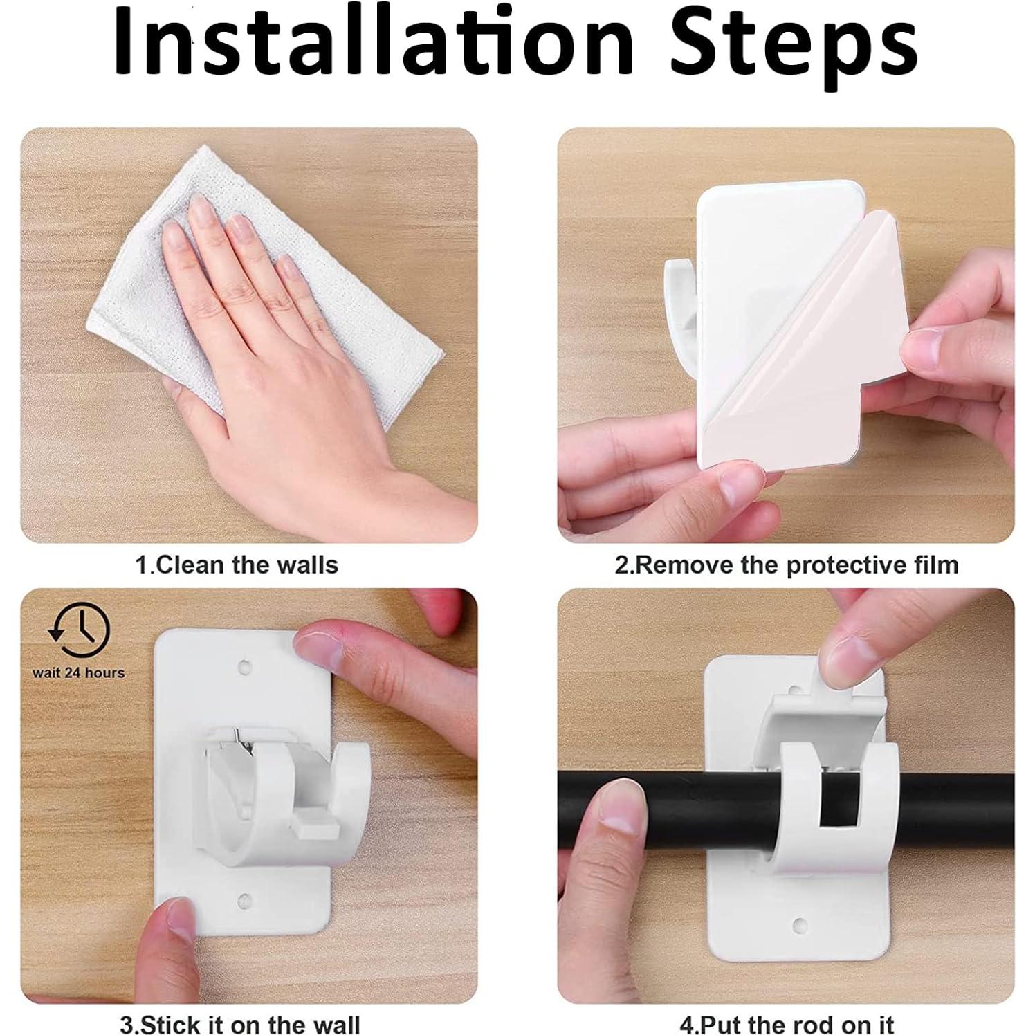 TOPROAD Soportes para Varillas de Cortina Autoadhesivos 6Pcs