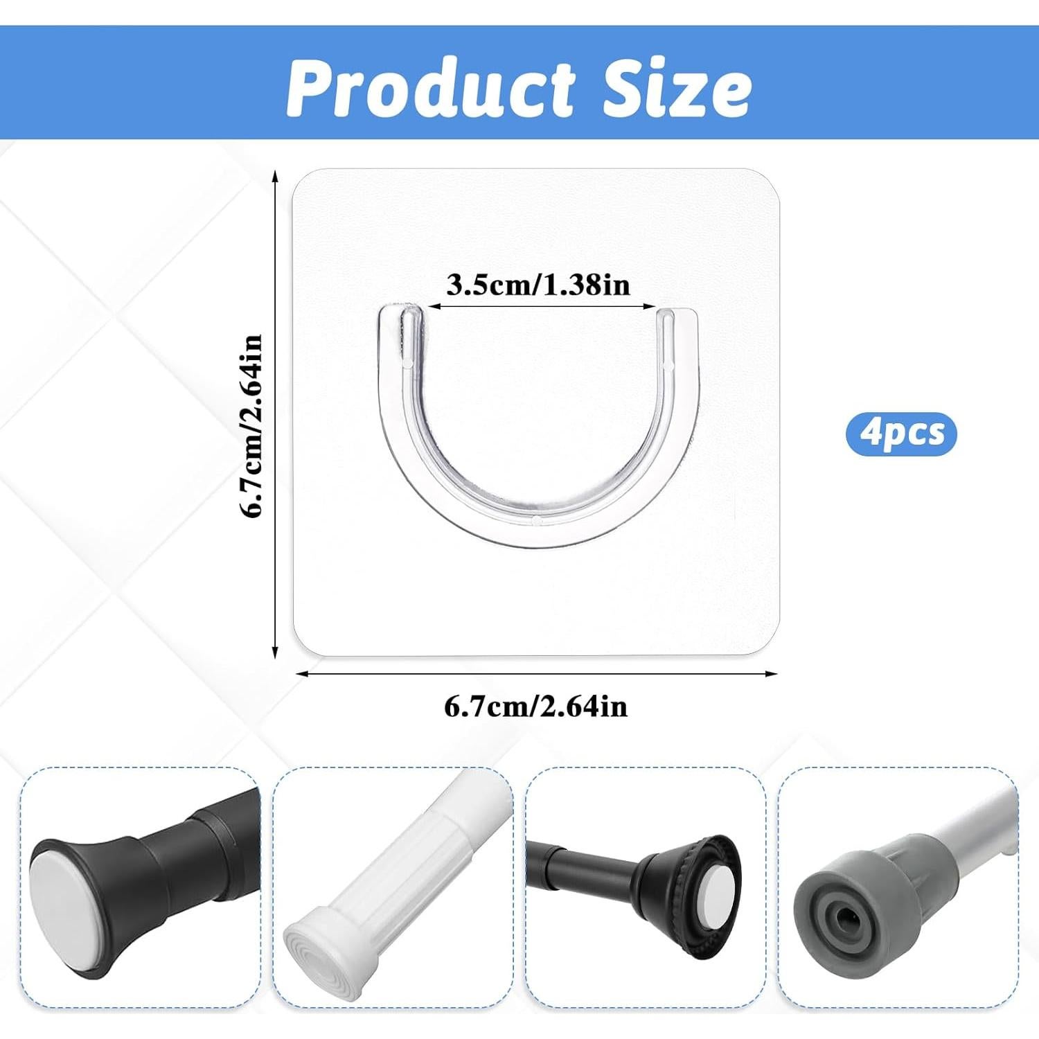 Soporte de Barra de Ducha Adhesivo Molain 4 Pcs Transparente