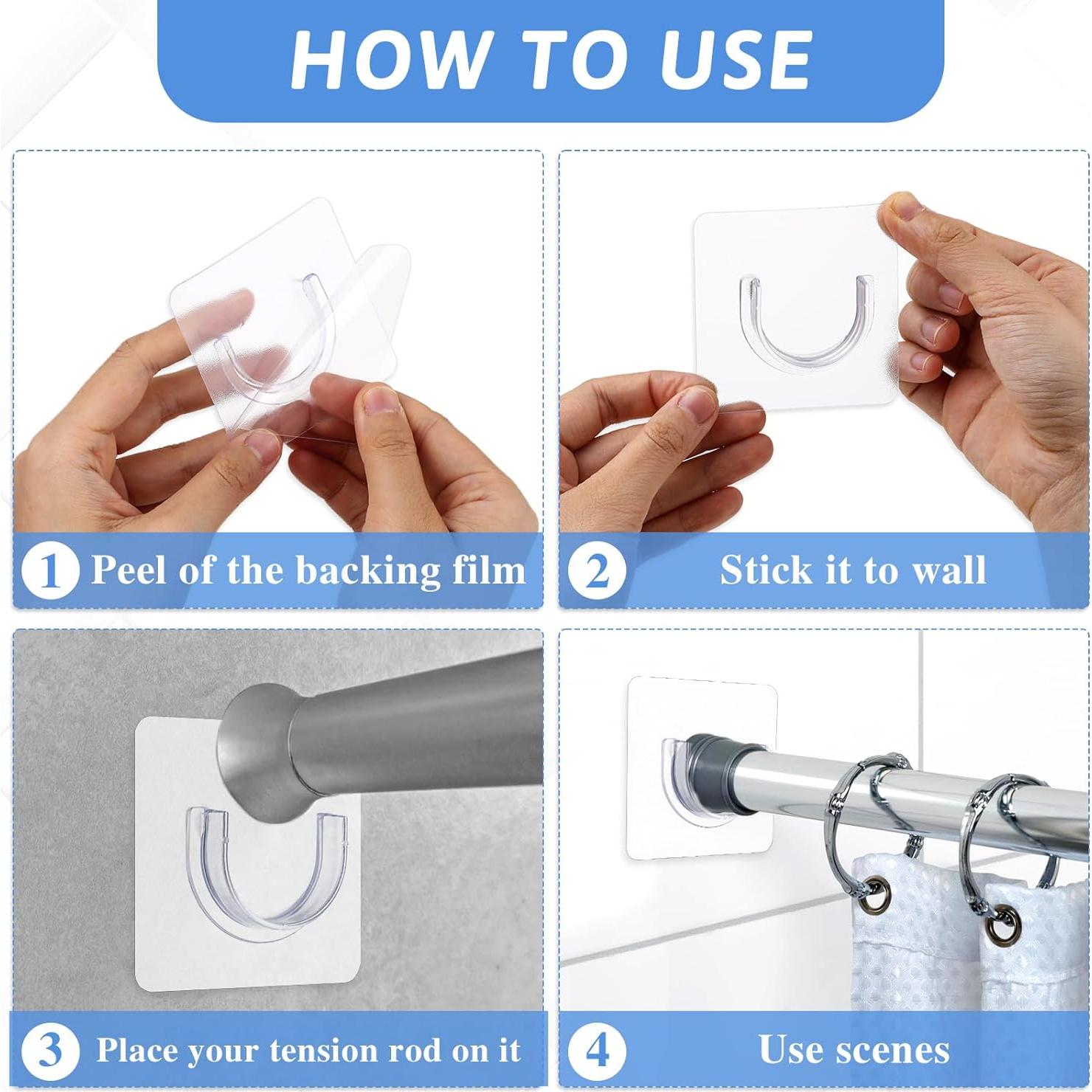 Soporte de Barra de Ducha Adhesivo Molain 4 Pcs Transparente