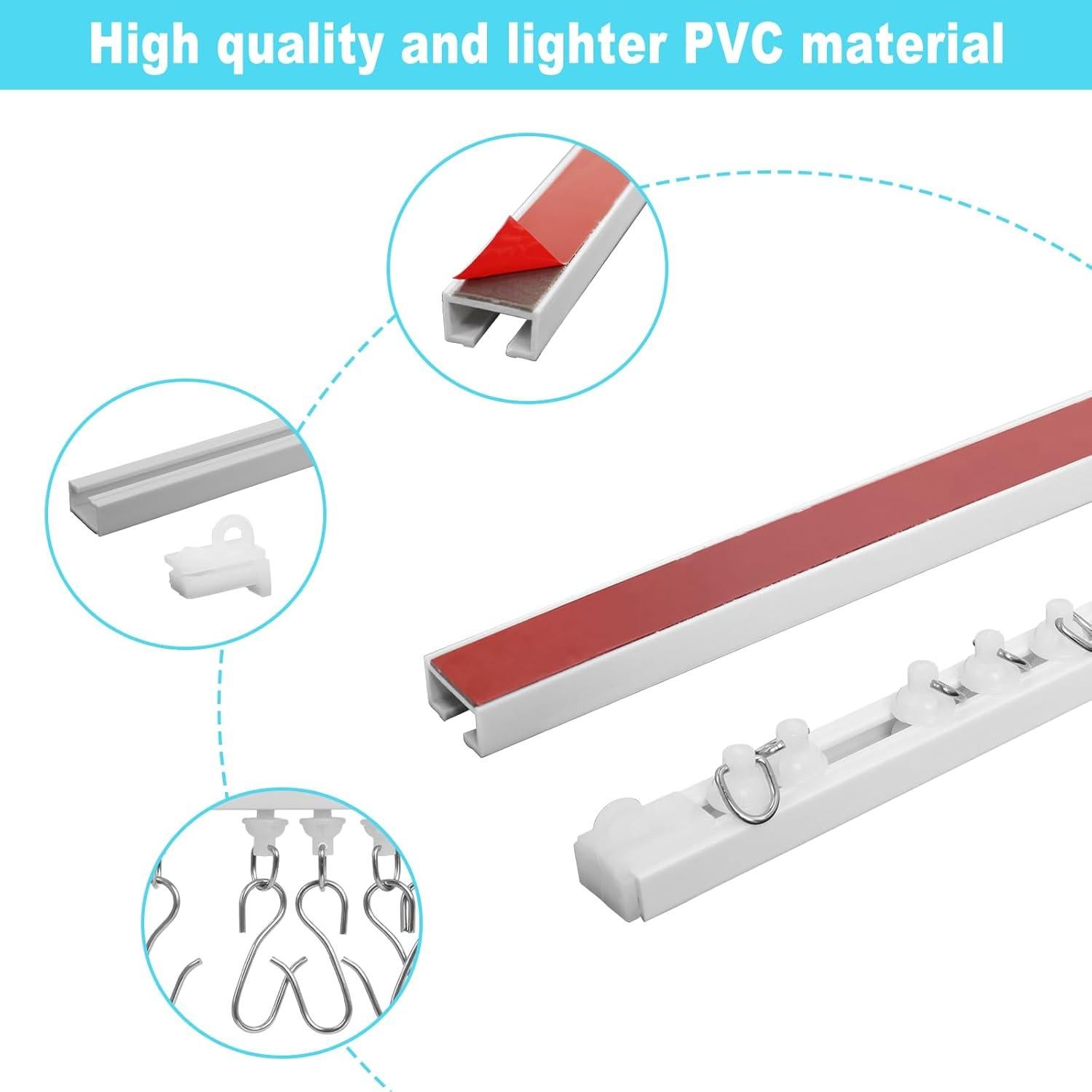 Riel de Cortina Autoadhesivo Wadoy 81 cm Montaje Techo/Pared
