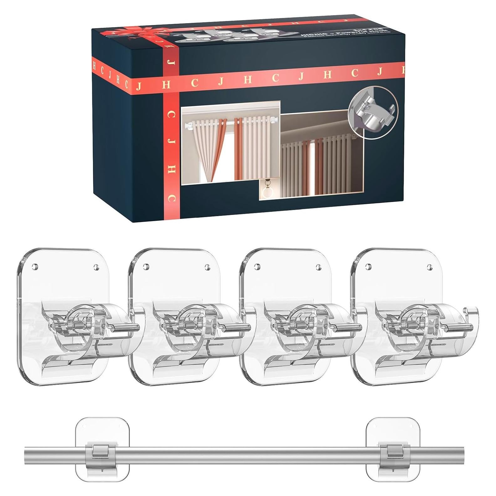 Soportes de Barra de Cortina Autoadhesivos JHCJHC 4 Piezas