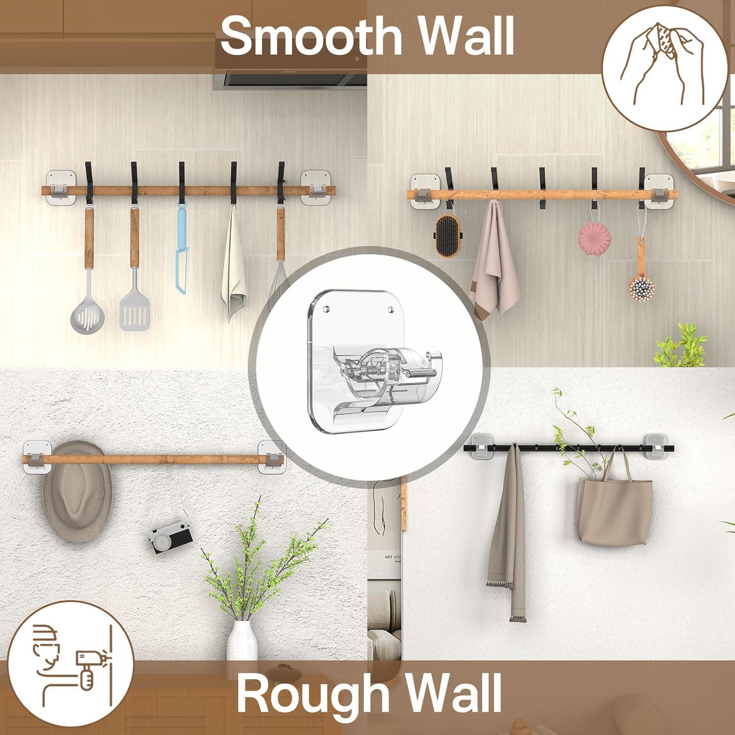 Soportes de Barra de Cortina Autoadhesivos JHCJHC 4 Piezas