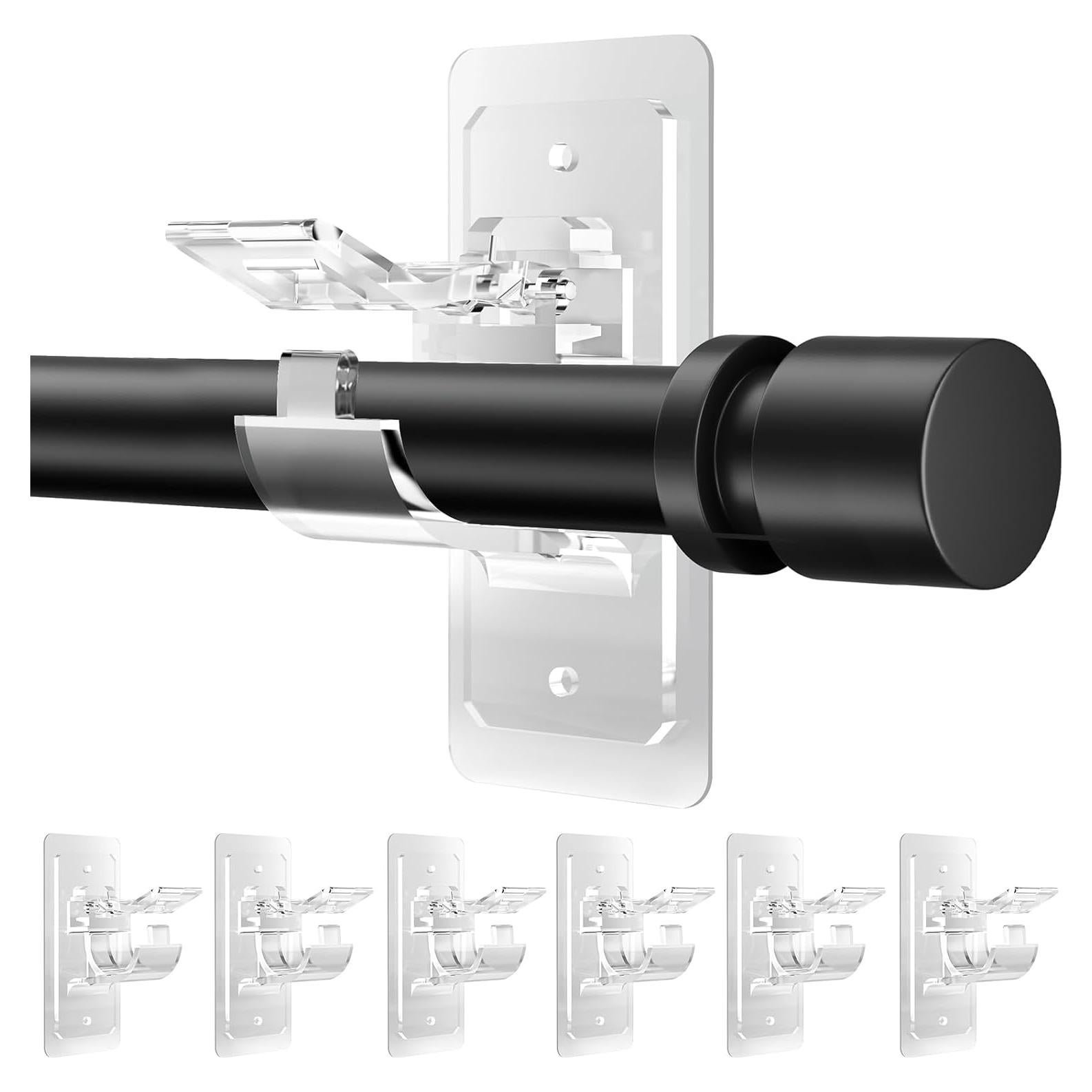 Soportes para Barras de Cortina HOOPLE - 6 Piezas Adhesivos Sin Taladro