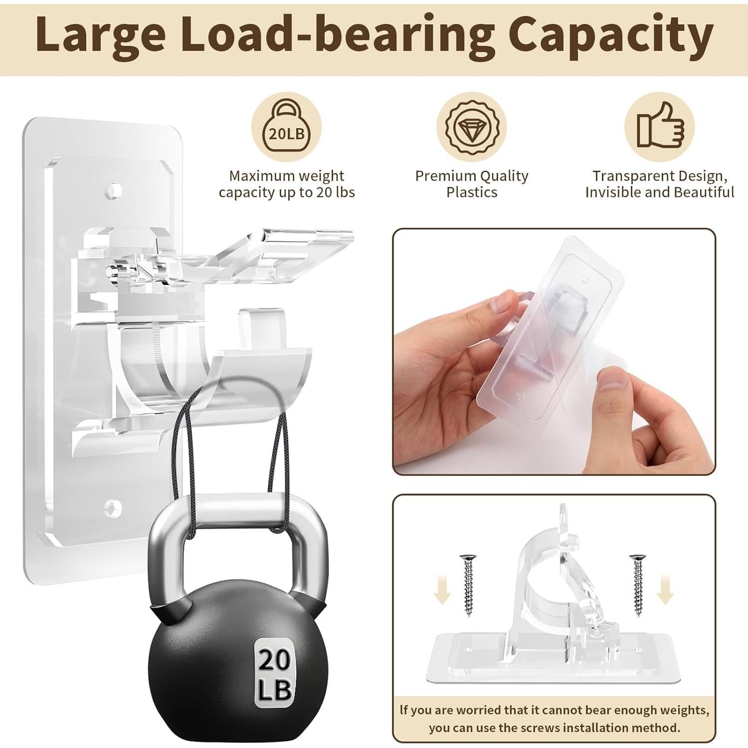 Soportes para Barras de Cortina HOOPLE - 6 Piezas Adhesivos Sin Taladro