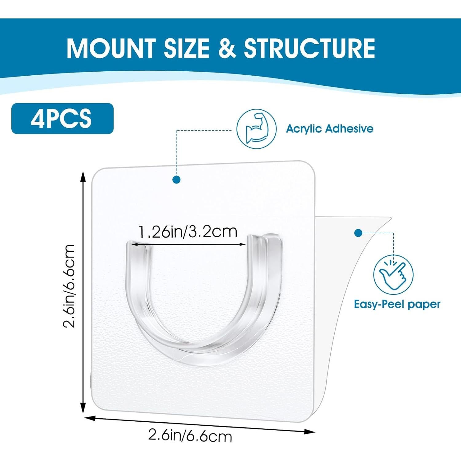 Soportes Adhesivos para Varilla de Cortina de Ducha 8 Pcs - YUXIAN