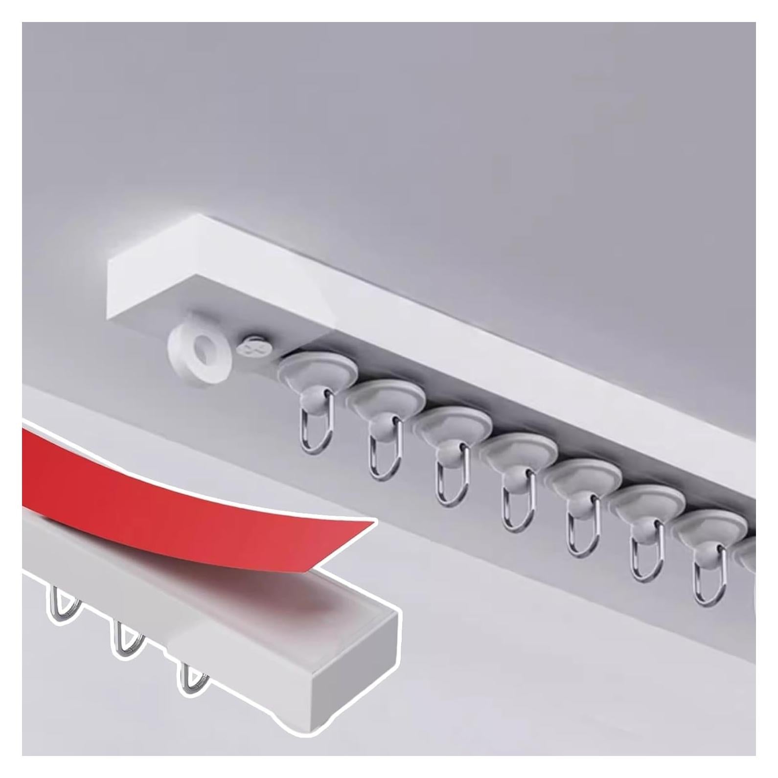 Pista de Cortina Autoadhesiva YLNANMI 42x7.87 cm Montaje Techo