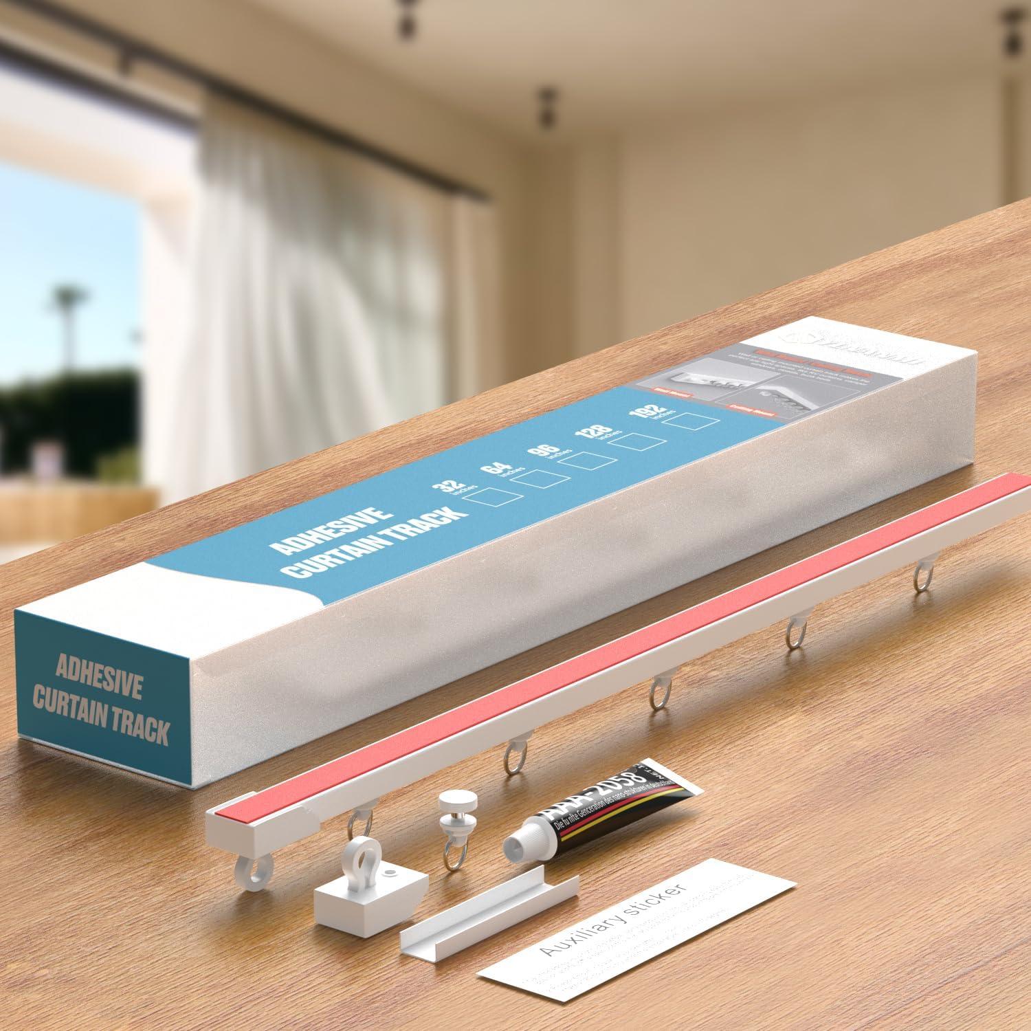 Pista de Cortina Autoadhesiva YLNANMI 42x7.87 cm Montaje Techo