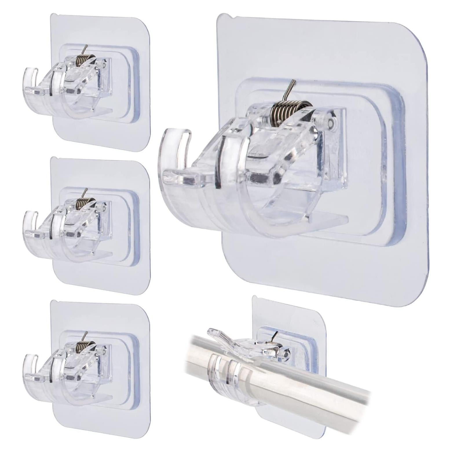 Soportes de Cortina Transparentes Sankoly 4 Pcs Autoadhesivos