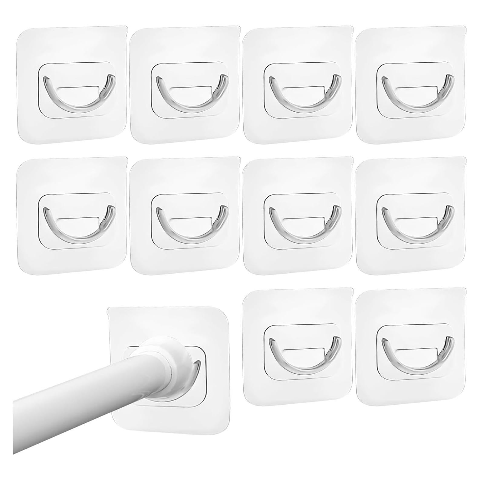 10 Ganchos Adhesivos Soporte Varilla Cortina Aswewamt Blanco