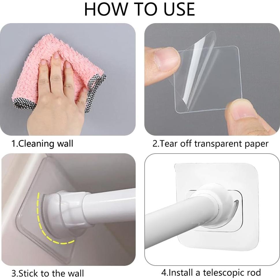 10 Ganchos Adhesivos Soporte Varilla Cortina Aswewamt Blanco