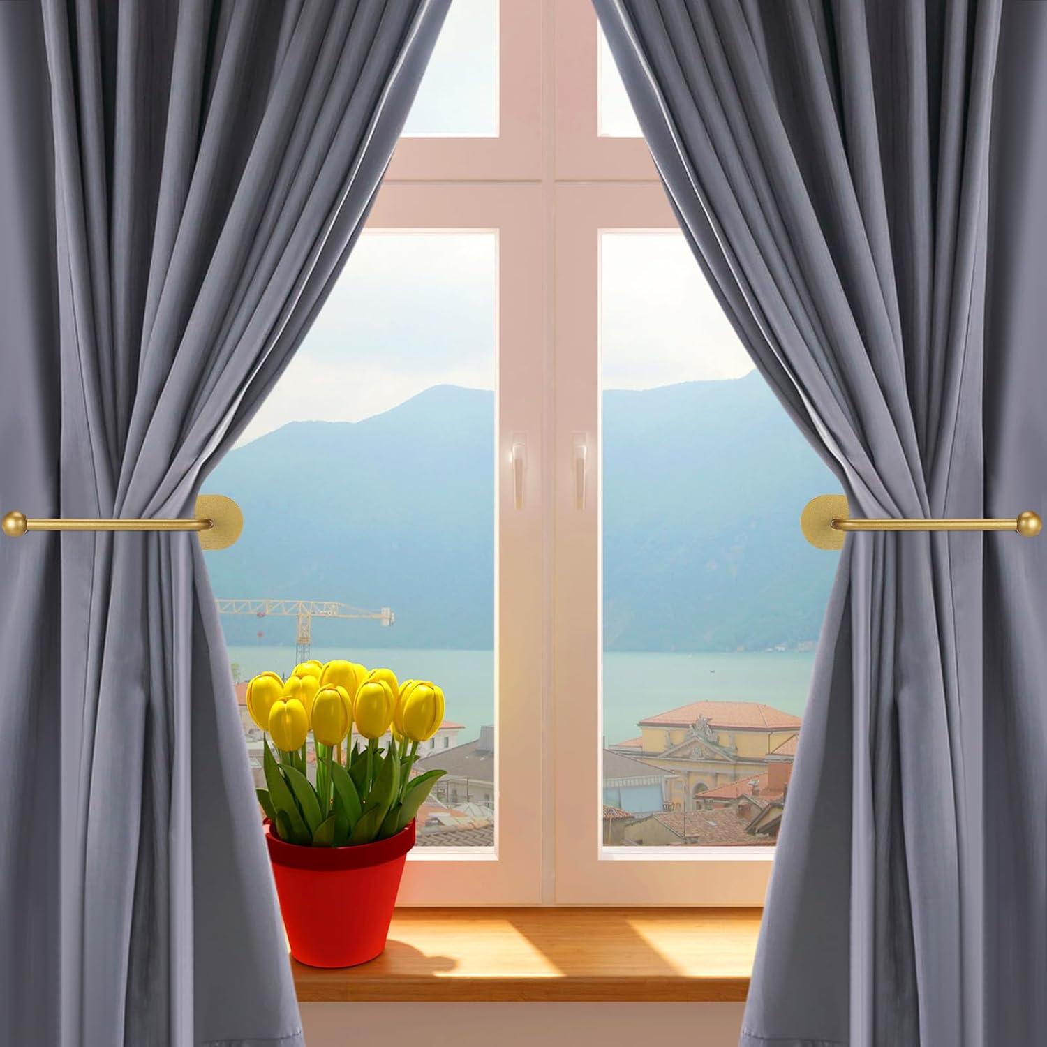 Soportes Adhesivos para Cortinas CroBlissful 2 Pcs Dorado