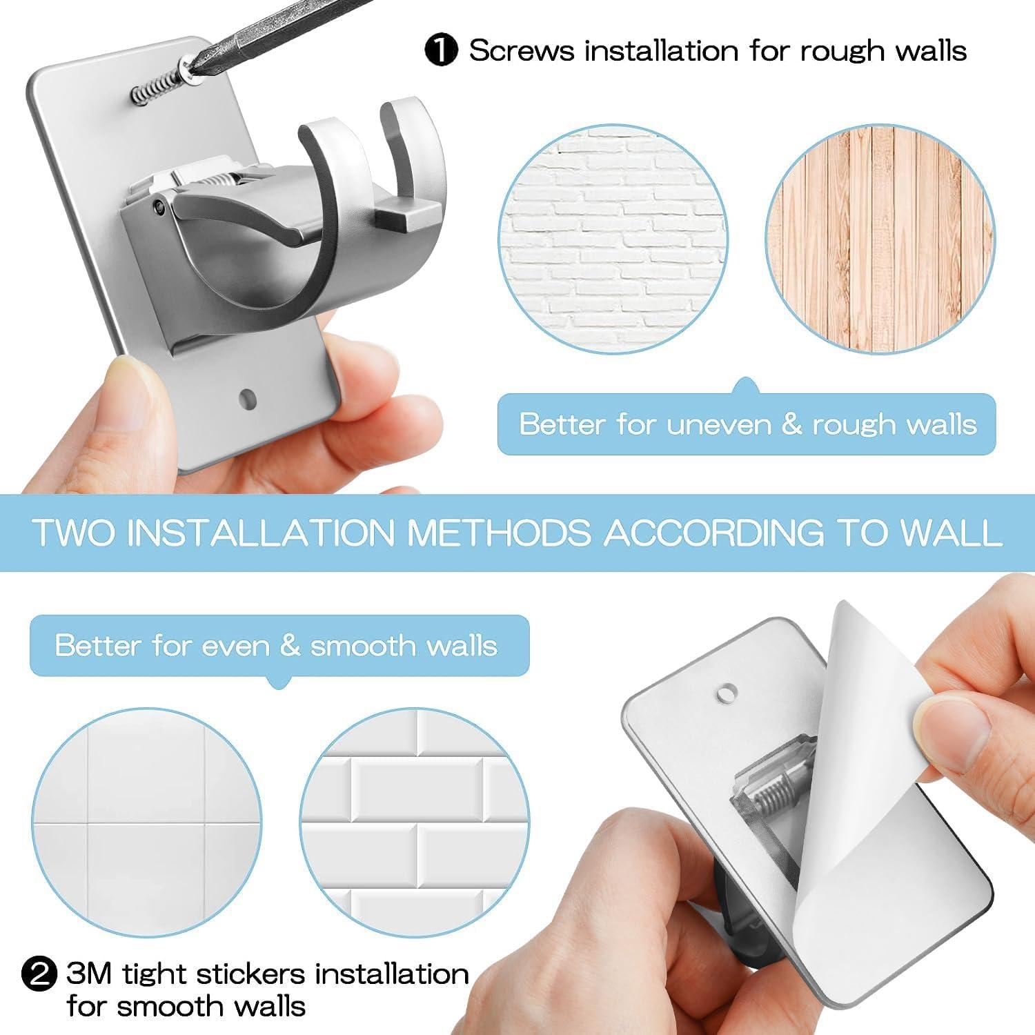 Soporte de Barra de Cortina Autoadhesivo Cadorasty 4 Pcs Plata