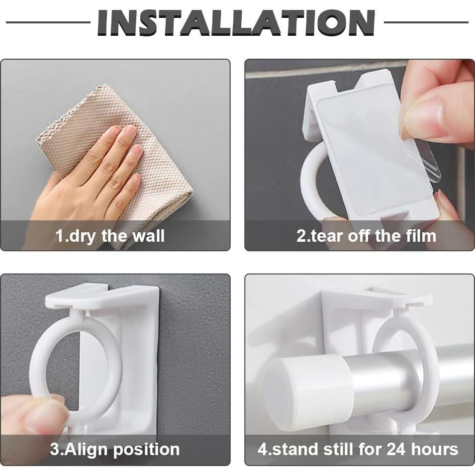 Soportes de Varilla de Cortina Adhesivos LELE LIFE 8 Pcs Blanco