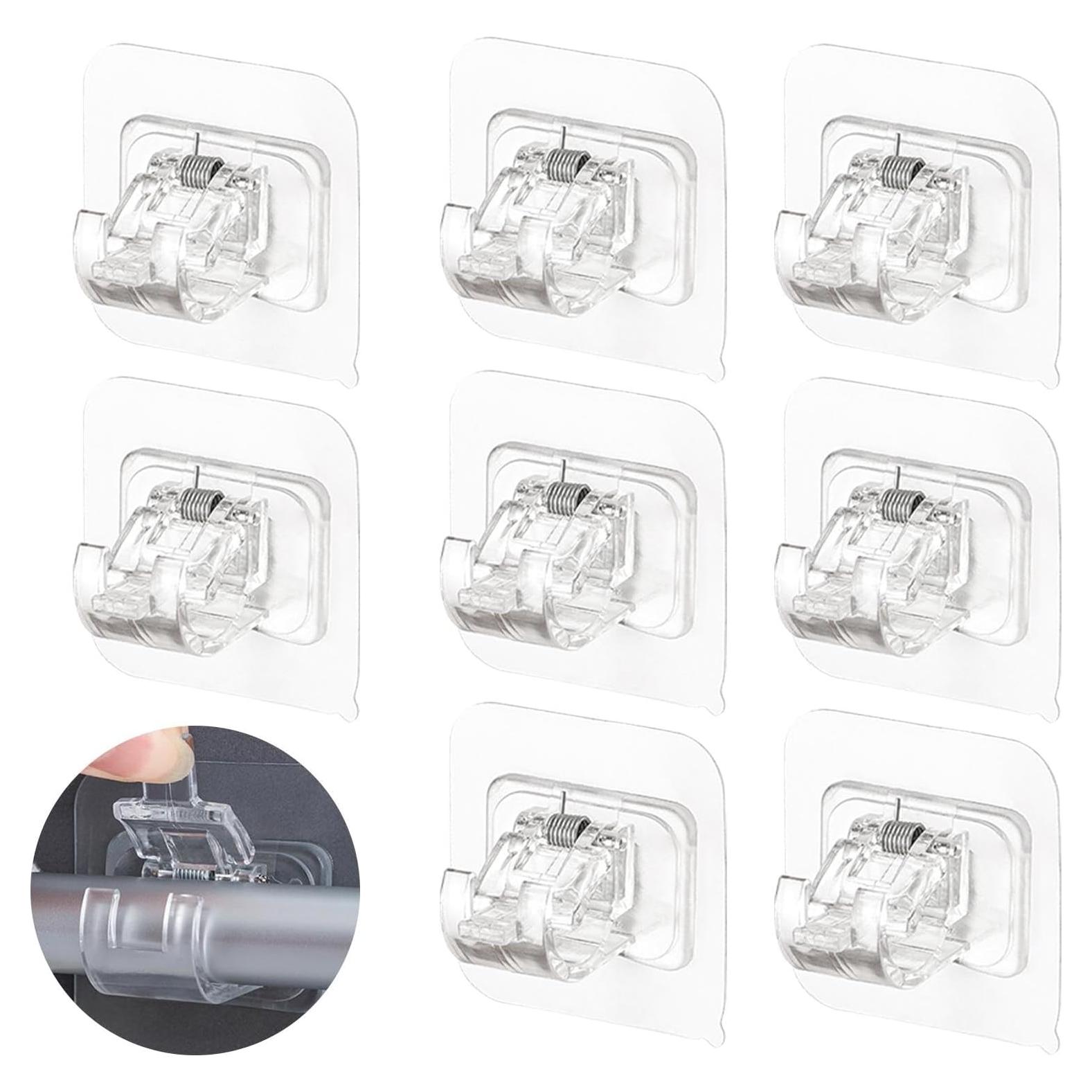 Soporte de Cortina Adhesivo Faddare 8 Pcs Transparente