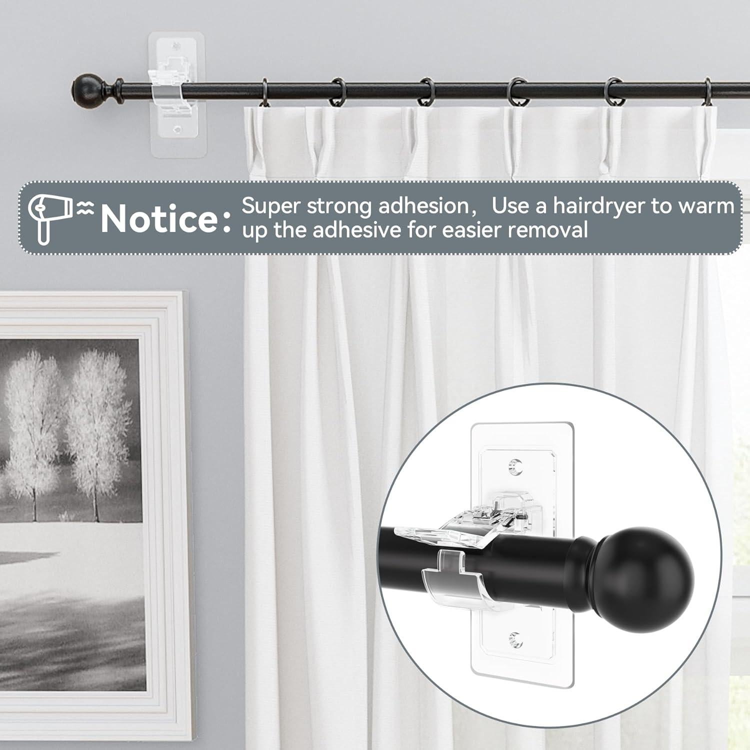 Soportes Adhesivos para Varillas de Cortina Goabroa - Paquete de 8