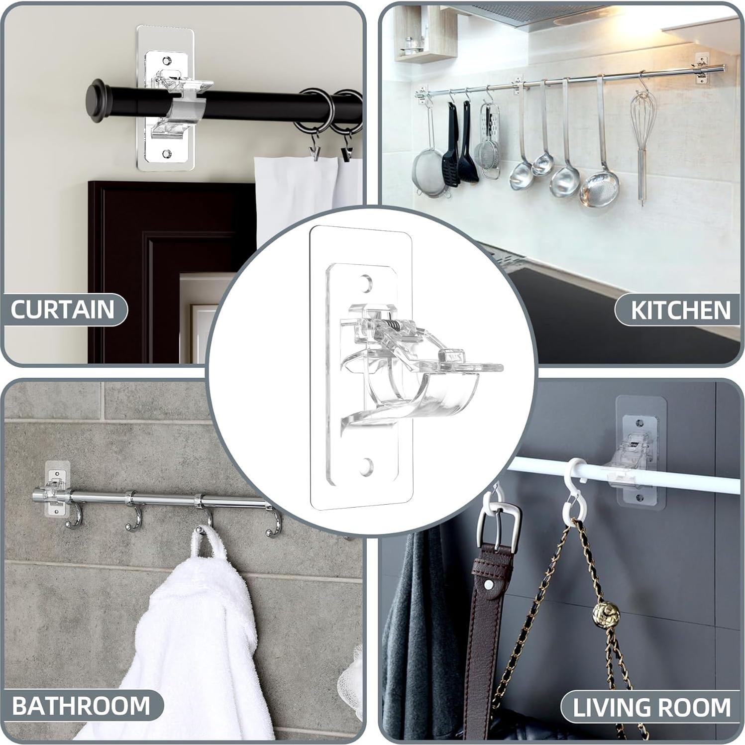 Soportes Adhesivos para Varillas de Cortina Goabroa - Paquete de 8