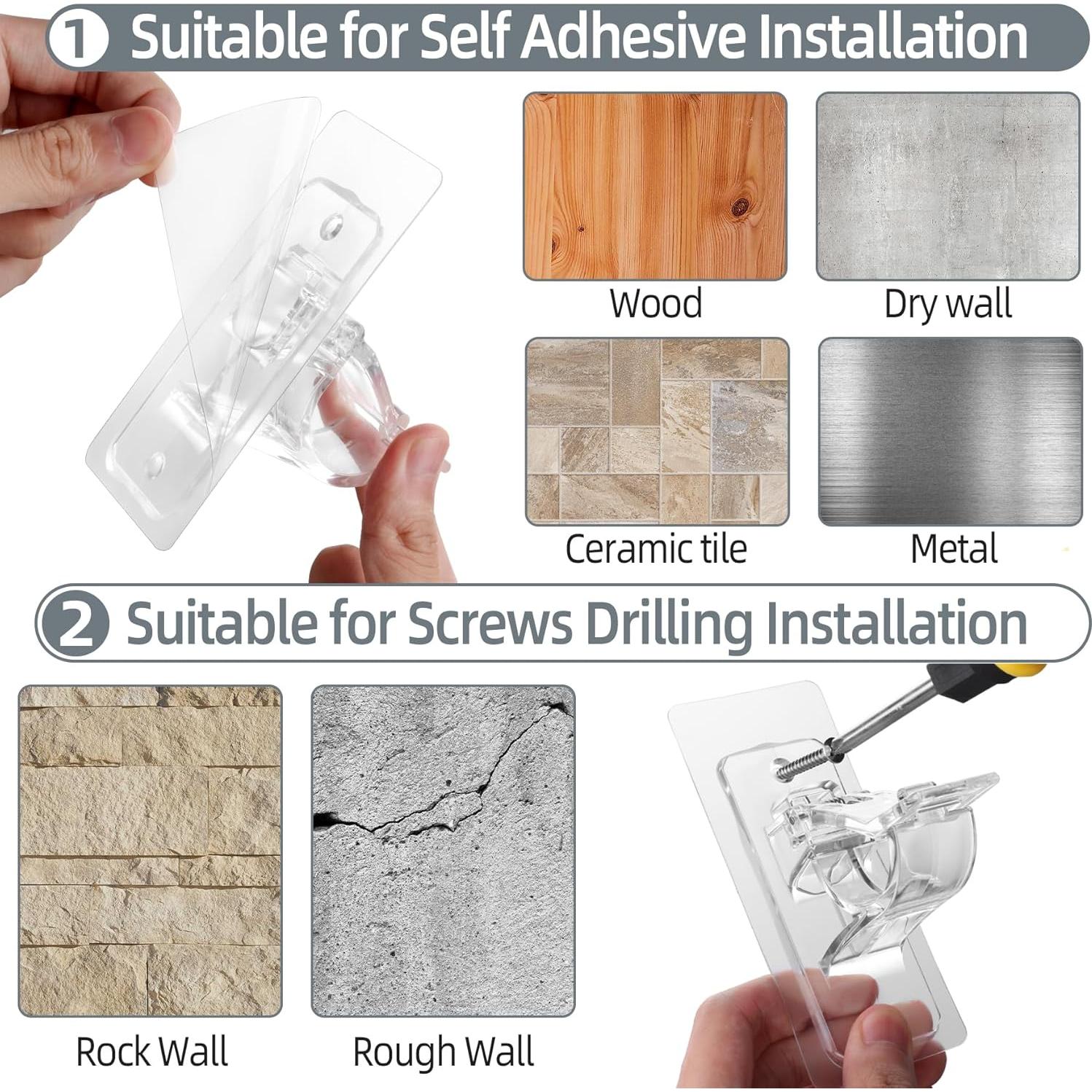 Soportes Adhesivos para Varillas de Cortina Goabroa - Paquete de 8