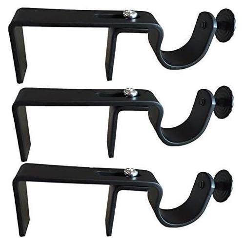 Soporte NoNo para Cortinas - Juego de 3 Soportes Sin Taladrar Negro