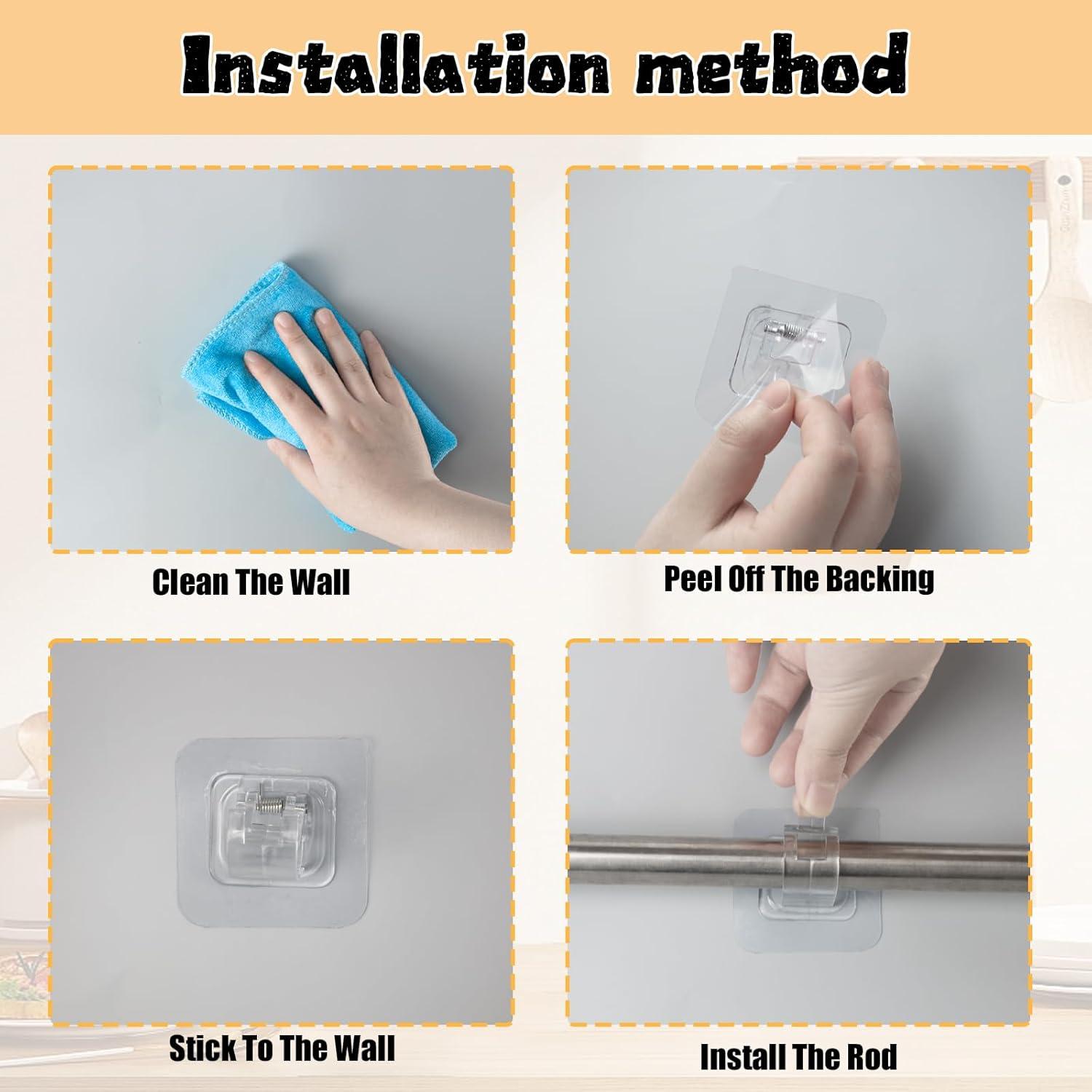 10 Ganchos Autoadhesivos para Varillas de Cortina Siktorrwd