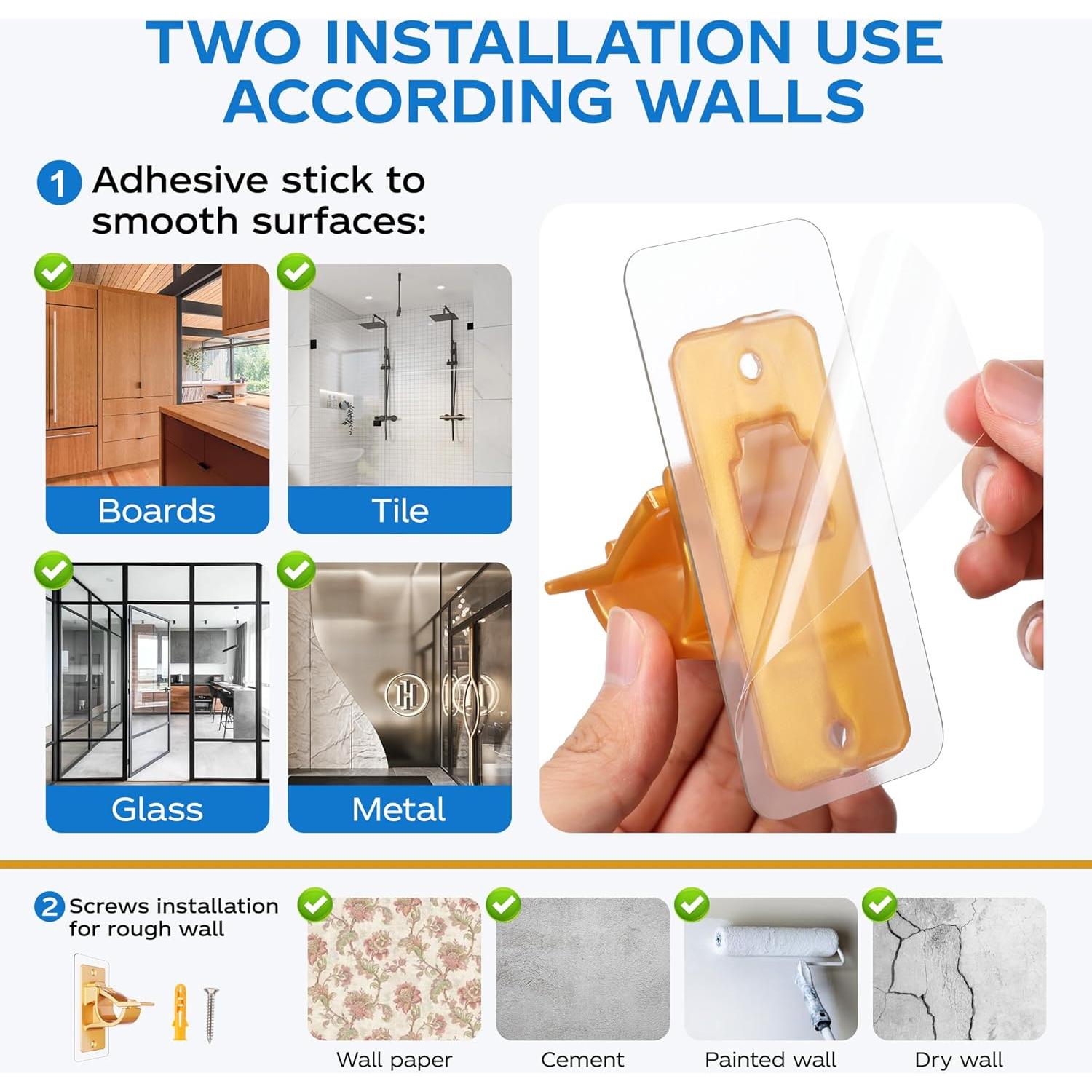 Soportes autoadhesivos para varillas de cortina MUAKIOY - Paquete de 10