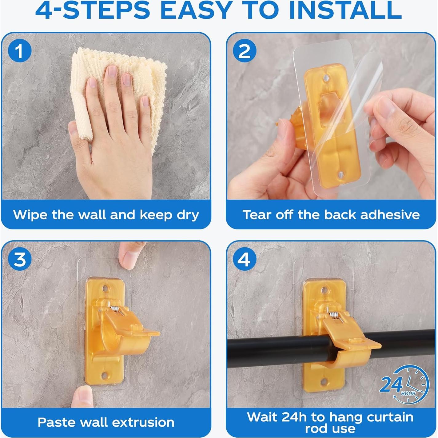 Soportes autoadhesivos para varillas de cortina MUAKIOY - Paquete de 10