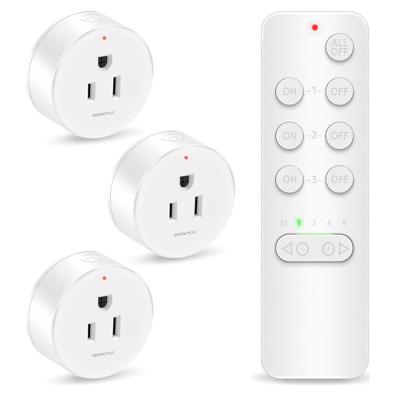 Enchufe de Control Remoto GREENCYCLE 15A 1500W Temporizador
