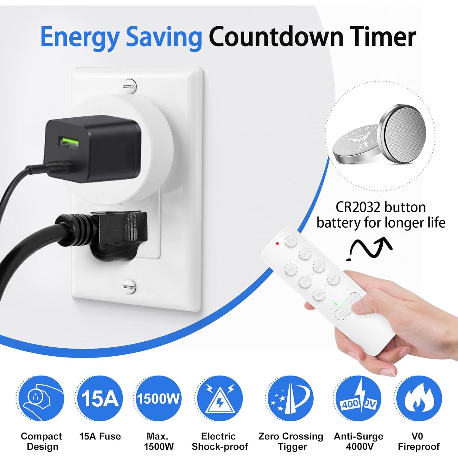 Enchufe de Control Remoto GREENCYCLE 15A 1500W Temporizador